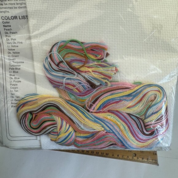 Vtg 1992 Dimensions Counted Cross Stitch Kit Toy Shelf Birth Record Baby Nursery - Picture 8 of 10